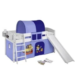 Speelbed IDA -Thuis - kinderkamer spielbett ida kiefer massiv weiss pirat blau 941510