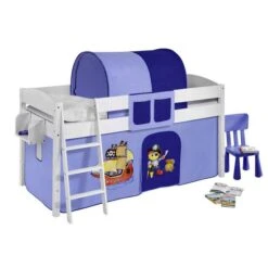 Speelbed IDA -Thuis - kinderkamer spielbett ida kiefer massiv weiss pirat blau 941746