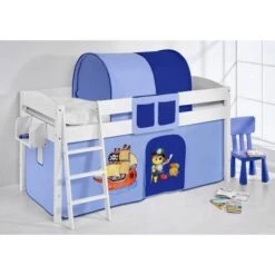 Speelbed IDA -Thuis - kinderkamer spielbett ida kiefer massiv weiss pirat blau 941818